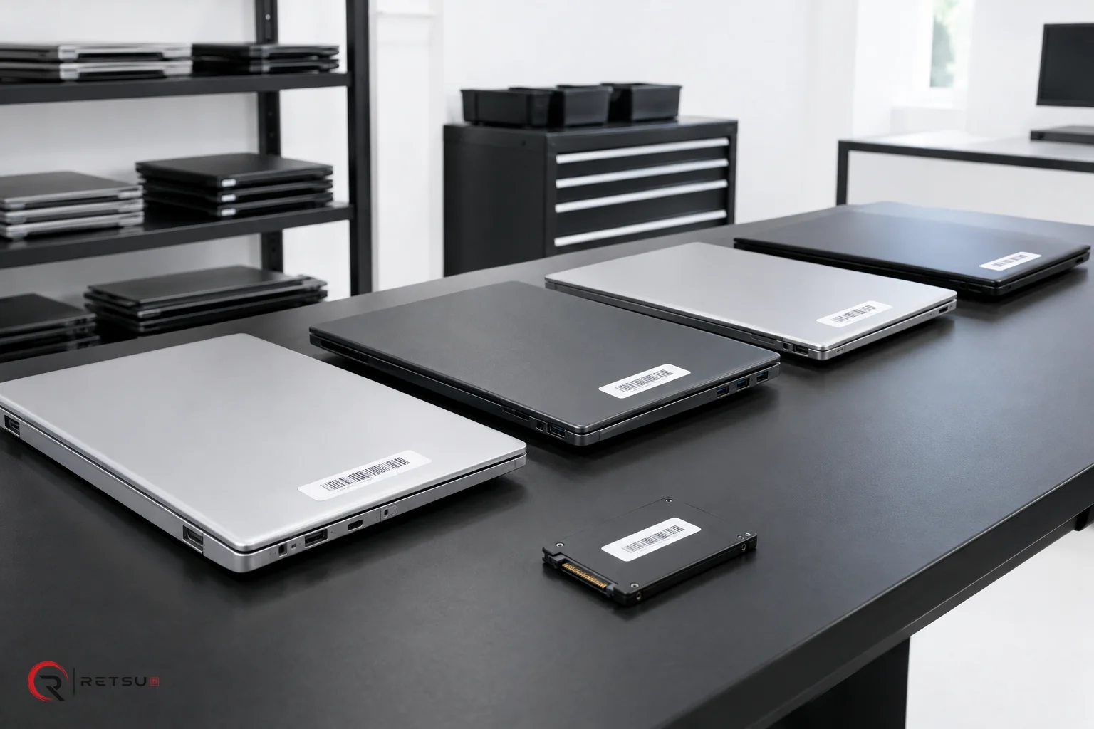 Equipment: intact solid-state drives, preparation in an IT workshop.